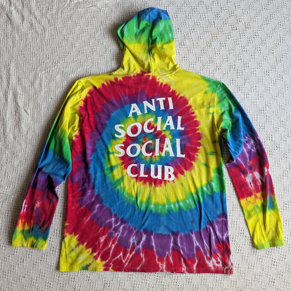 ANTI SOCIAL SOCIAL CLUB Tie Dye T Shirt Hoodie Oversized Men's Size XL